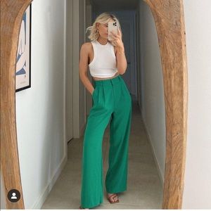 Storets Kennedy Pintuck Green Wide Pants